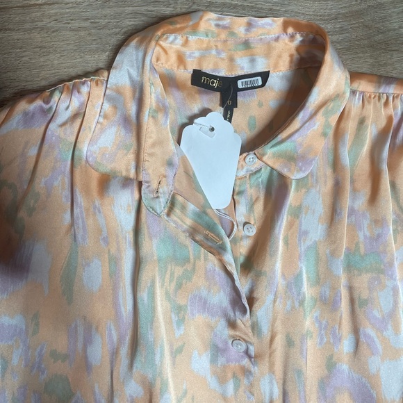 Maje Cifalisa Peter Pan Collar long sleeve button down blouse Shirt - Picture 8 of 12